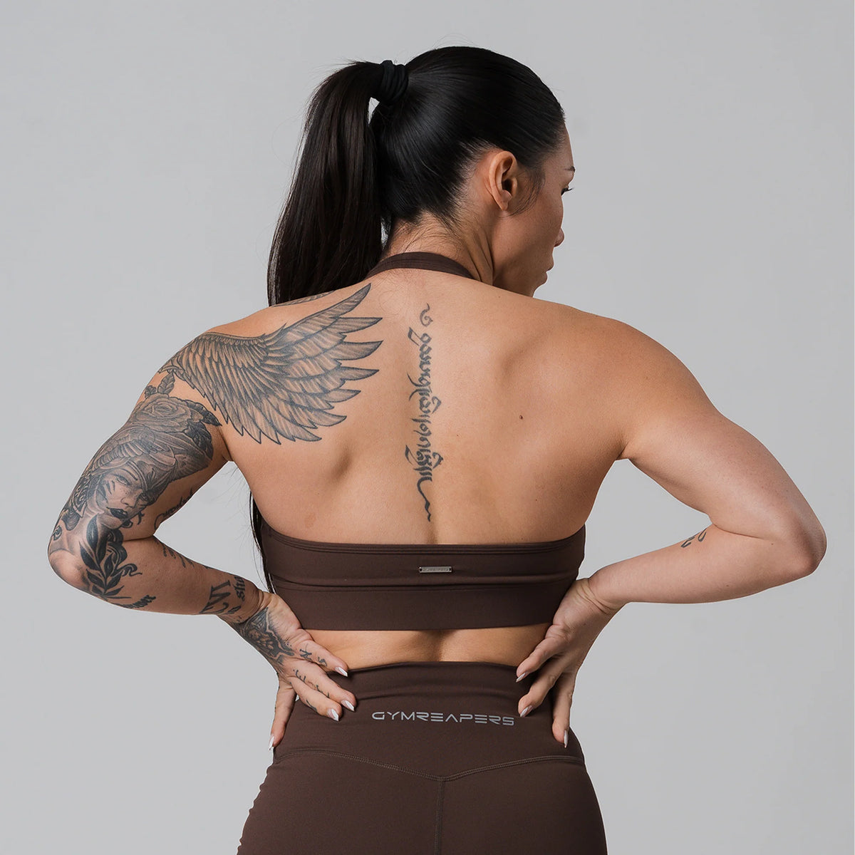 Axis Twisted Halter Bra - Brown