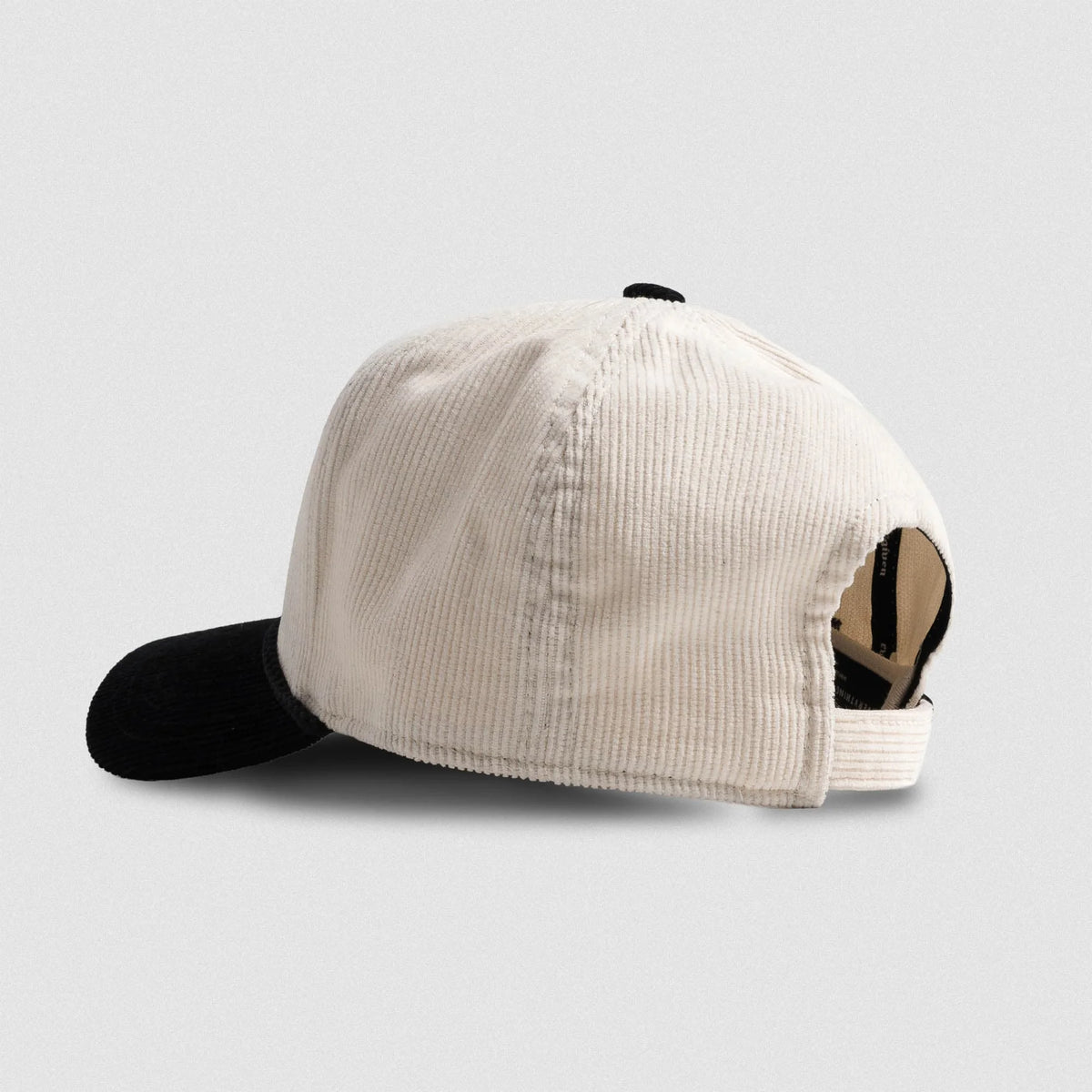 Corduroy 5-Panel Skull Hat - Cream/Black