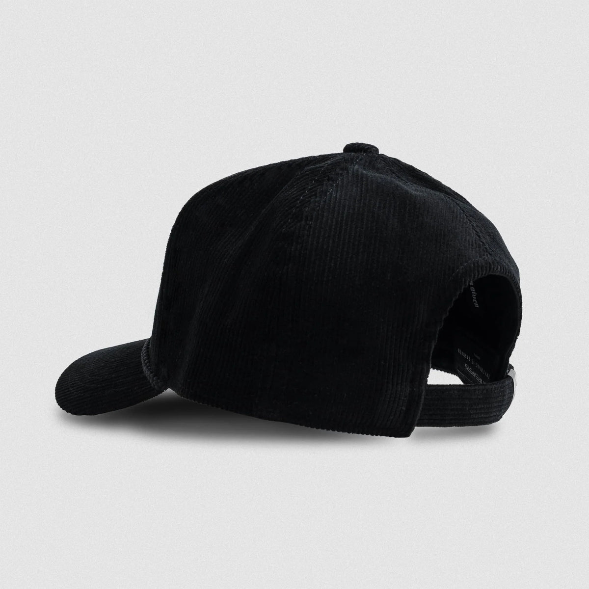 Corduroy 5-Panel Skull Hat - Black/Black