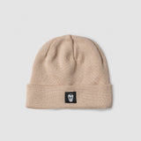 Skull Knit Cuff Beanie - Tan