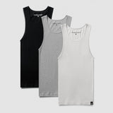 Men's Ribbed Tank 3-Pack - Black / Gray / White