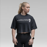 Active Tri-Blend Cropped Tee - Black/White