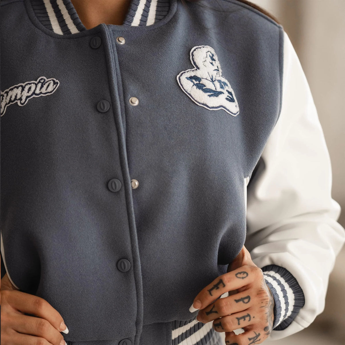 Olympia Cropped Varsity Jacket