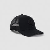5-Panel Initial Trucker Hat - Black/Black