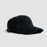 Washed 6-Panel Dad Hat - Black/Black